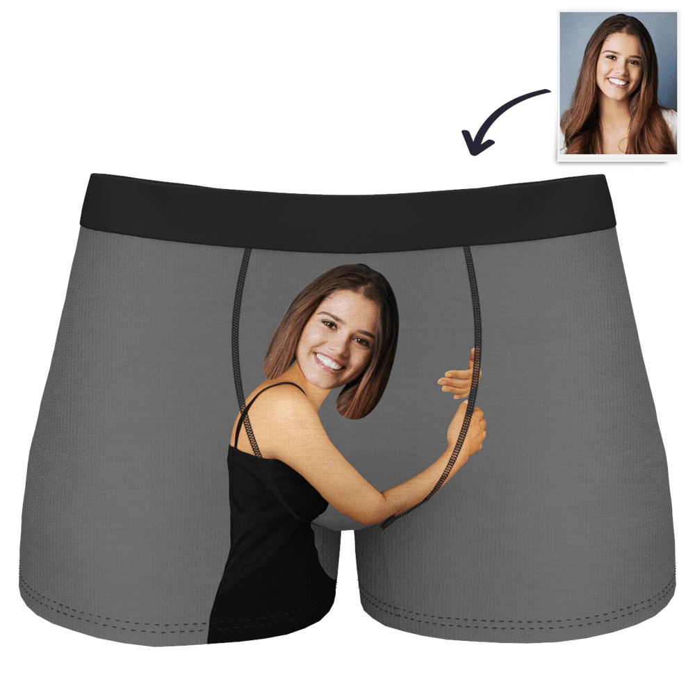 Custom Girlfriend Hugs Boxer Shorts Christmas Gift For Him