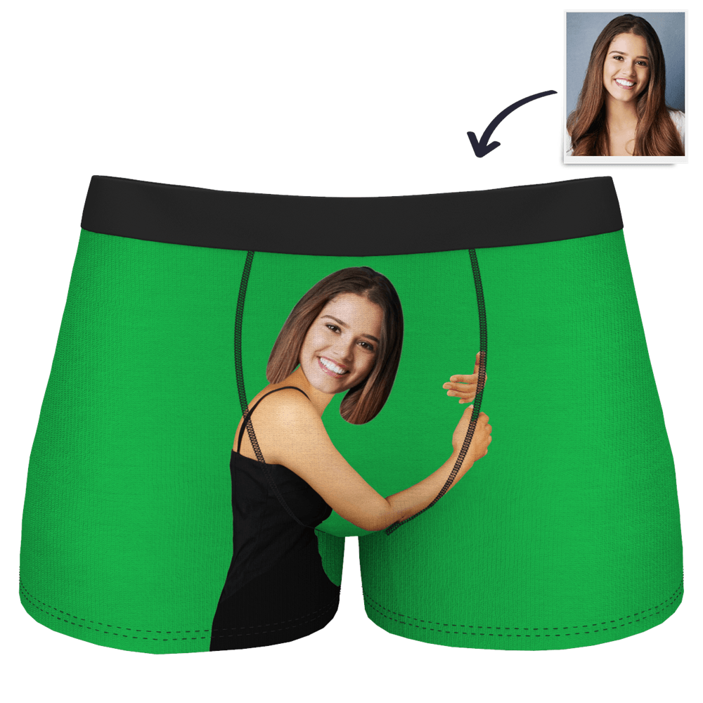 Custom Girlfriend Hugs Boxer Shorts Christmas Gift For Him