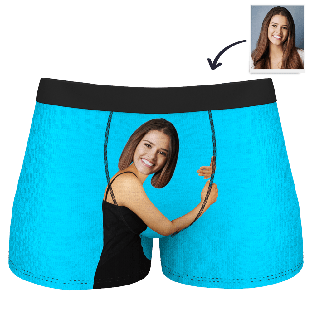 Custom Girlfriend Hugs Boxer Shorts Christmas Gift For Him