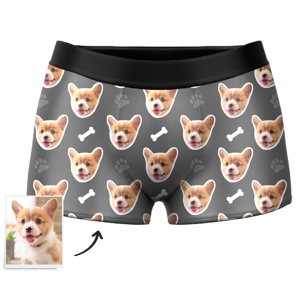 Custom Dog Face Boxers Personalized Men's Underwear with Preview