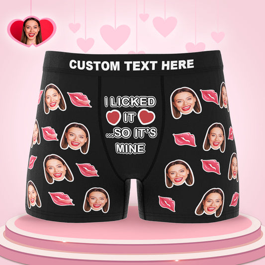 Custom Face Boxer I Licked It So It's Mine Underwear Valentine's Day Gift for Boyfriend