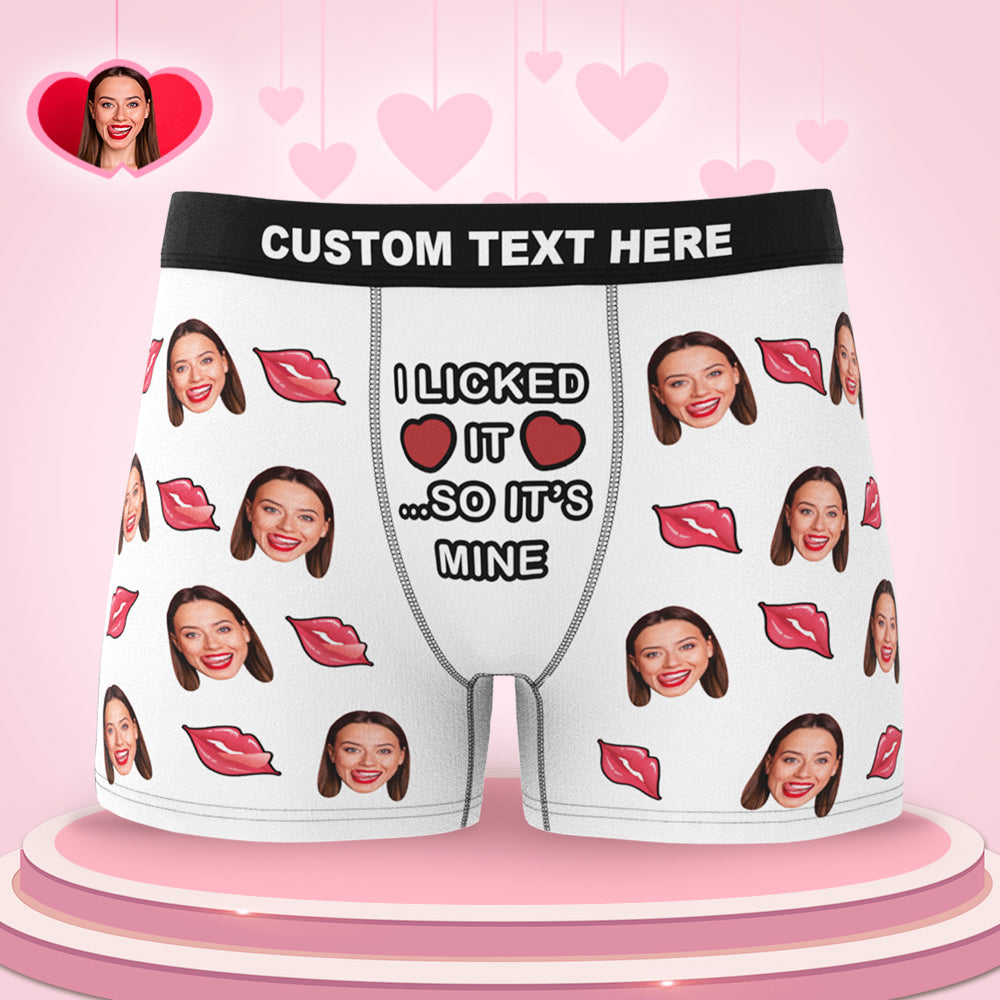 Custom Face Boxer I Licked It So It's Mine Underwear Valentine's Day Gift for Boyfriend