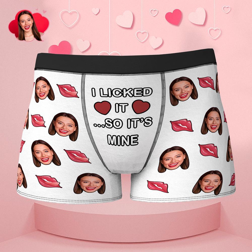 Custom Face Boxer I Licked It So It's Mine Underwear Valentine's Day Gift for Boyfriend