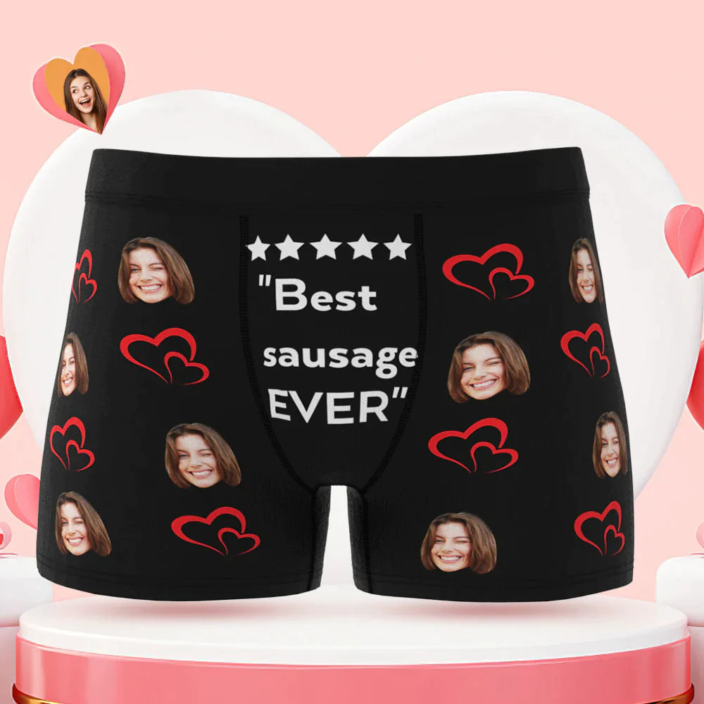 Custom Men's Face Boxer Briefs Best Sausage Ever Personalized Funny Valentine's Day Gift for Him