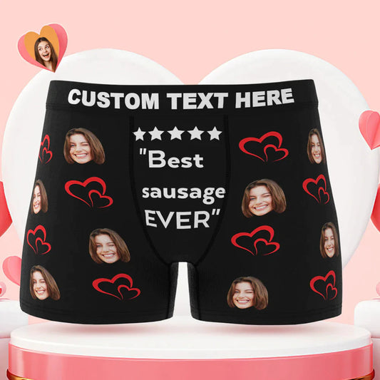 Custom Men's Face Boxer Briefs Best Sausage Ever Personalized Funny Valentine's Day Gift for Him