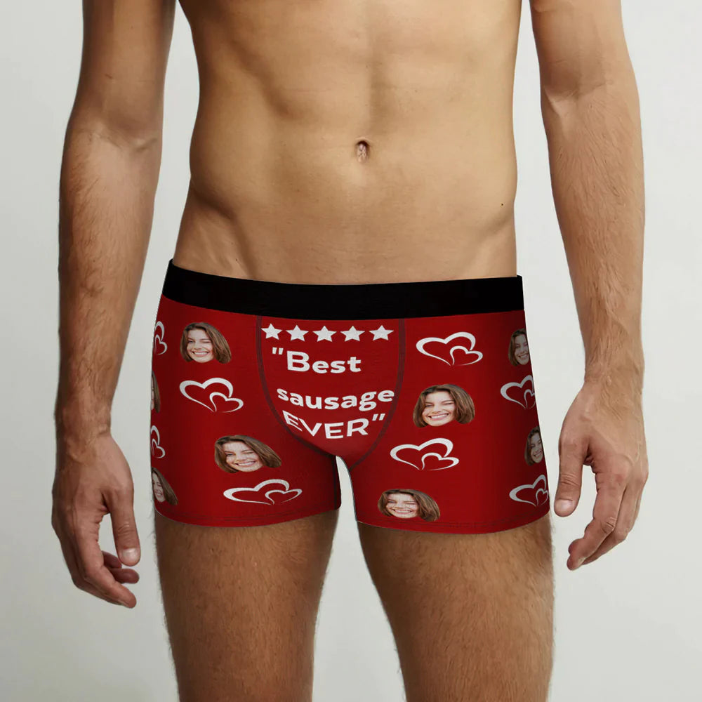 Custom Men's Face Boxer Briefs Best Sausage Ever Personalized Funny Valentine's Day Gift for Him