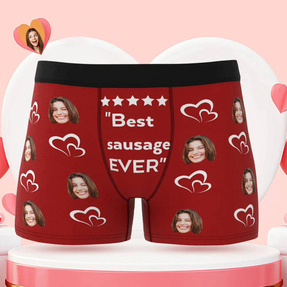 Custom Men's Face Boxer Briefs Best Sausage Ever Personalized Funny Valentine's Day Gift for Him