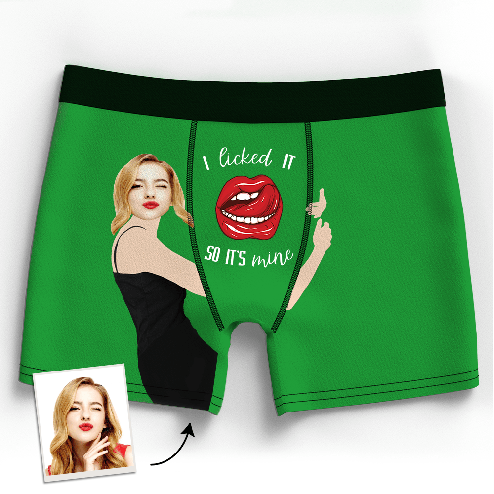 I Licked It So It's Mine Custom Girlfriend's Face Boxer