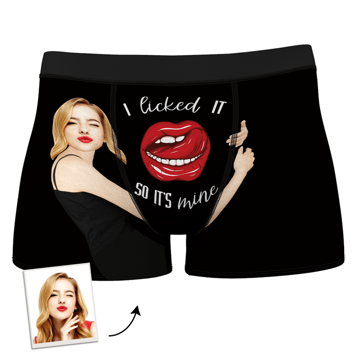 I Licked It So It's Mine Custom Girlfriend's Face Boxer