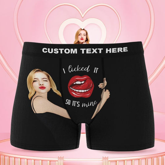 I Licked It So It's Mine Custom Girlfriend's Face Boxer