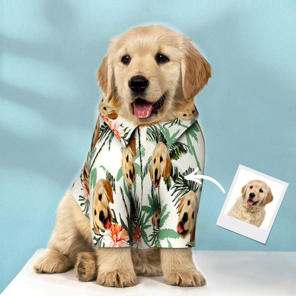 Custom Hawaiian Dog Shirt Personalized Coconut Tree Print Pet Beach Shirt Clothes Gift for Pets