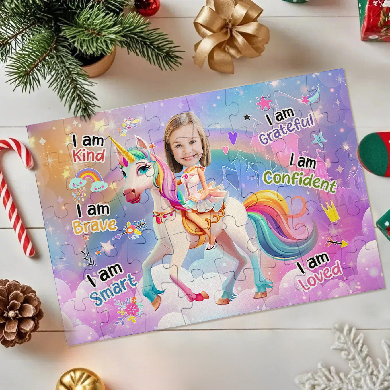 Personalized Photo Jigsaw Puzzle Unicorn Princess Gift for Kids