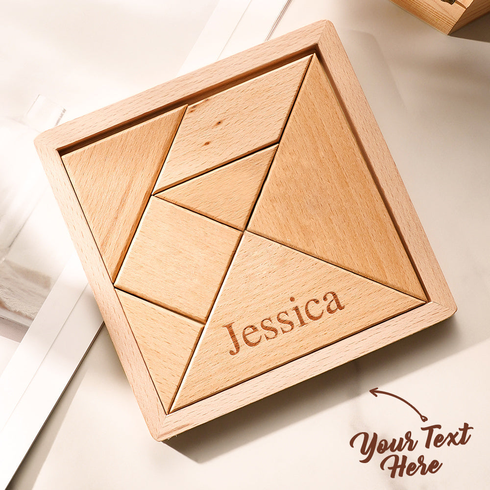 Custom Engraved Tangram Puzzle Wooden Jigsaw Puzzle Creative Gift