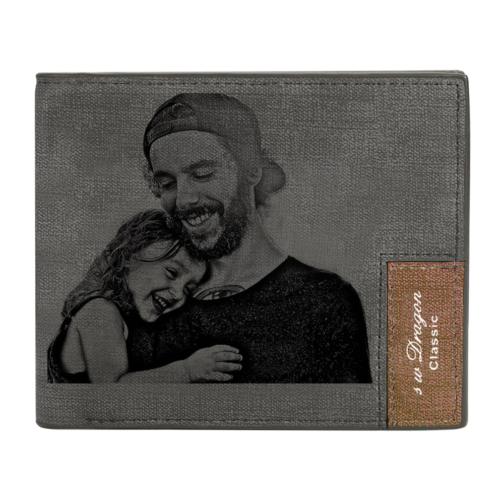 Custom Photo Wallet Men's Bifold GreyWallet for Dad