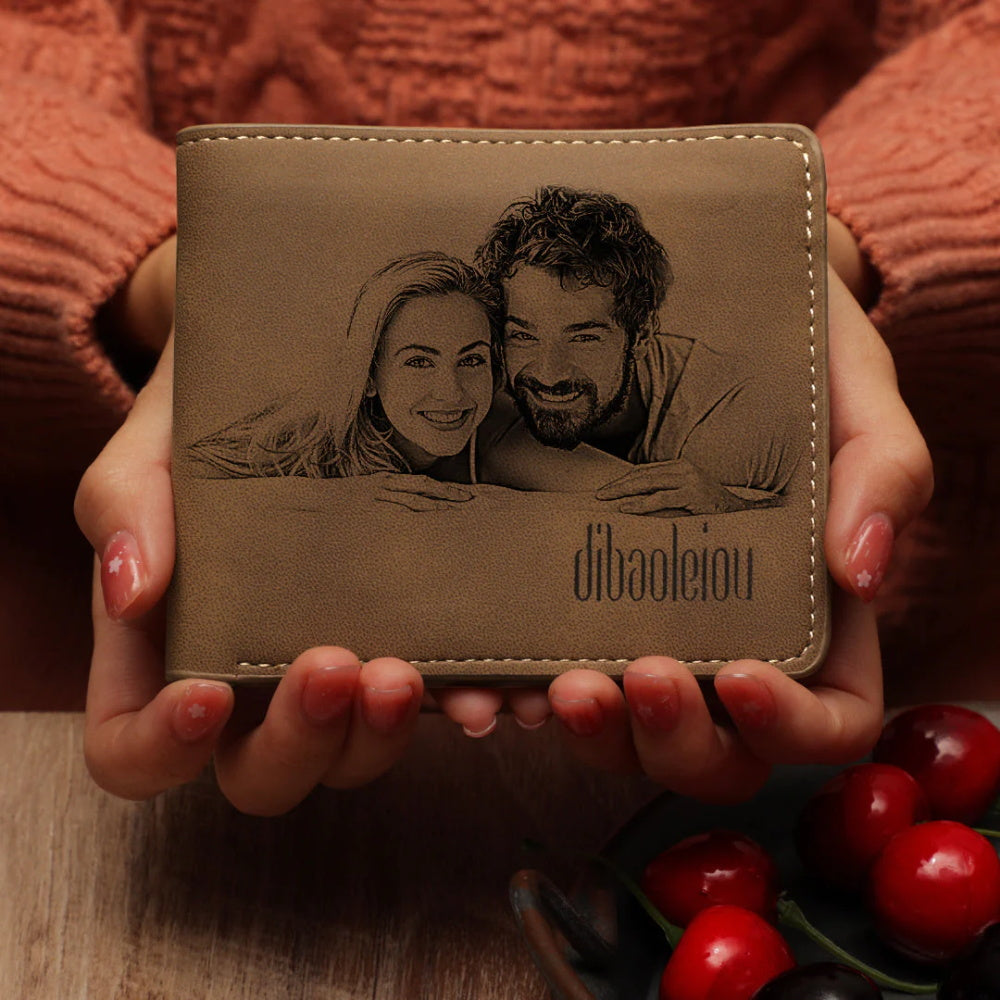 Custom Photo Wallet Men's Bifold GreyWallet for Dad