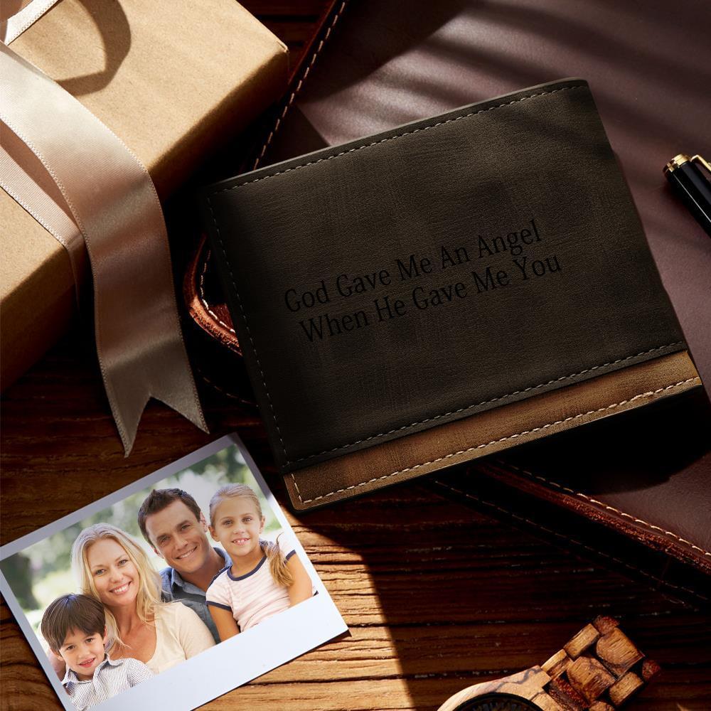 Custom Photo Engraved Wallet Classic Style Leather Wallet For Men