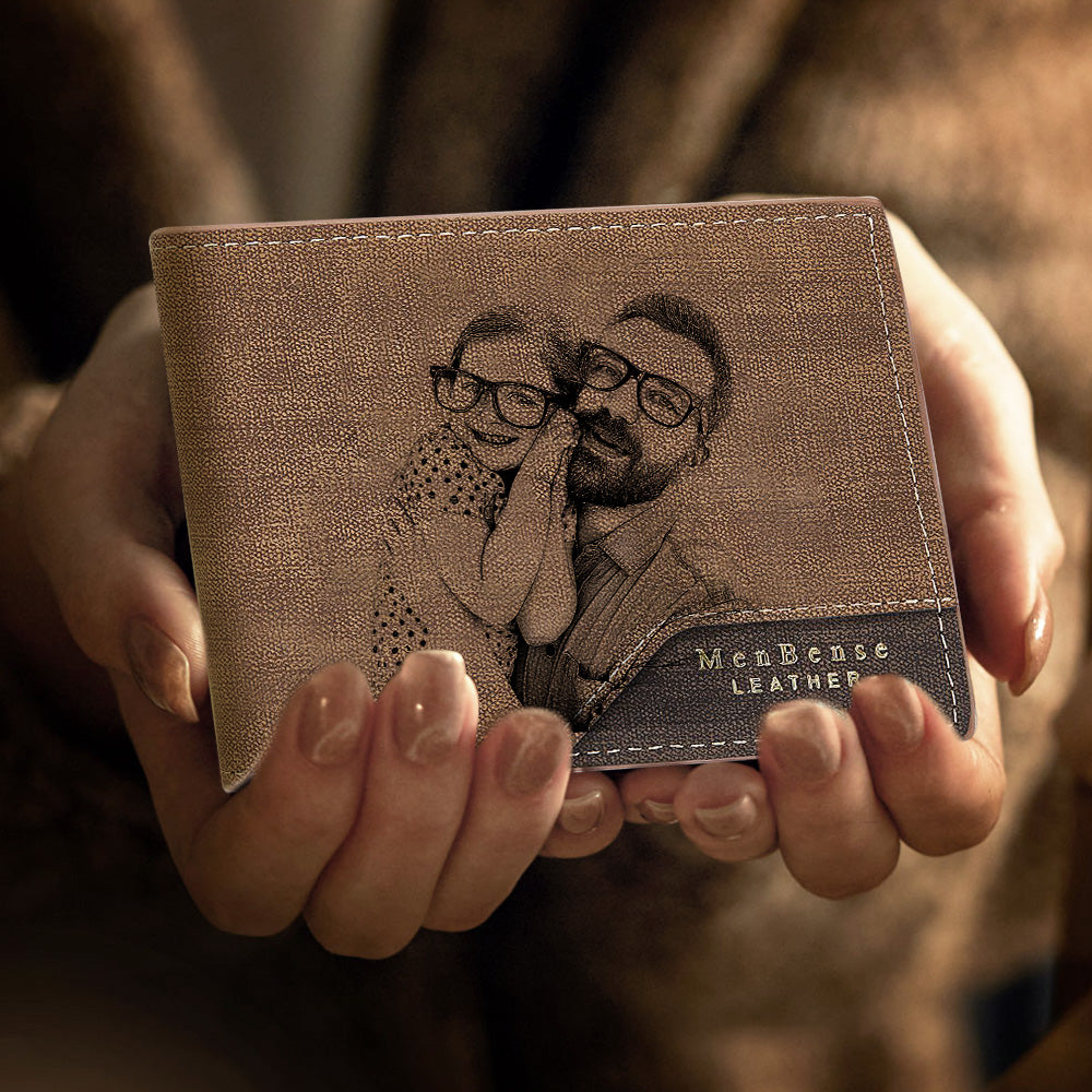 Custom Photo Wallet Bronzing Simplicity Men's Wallet Gifts For Dad