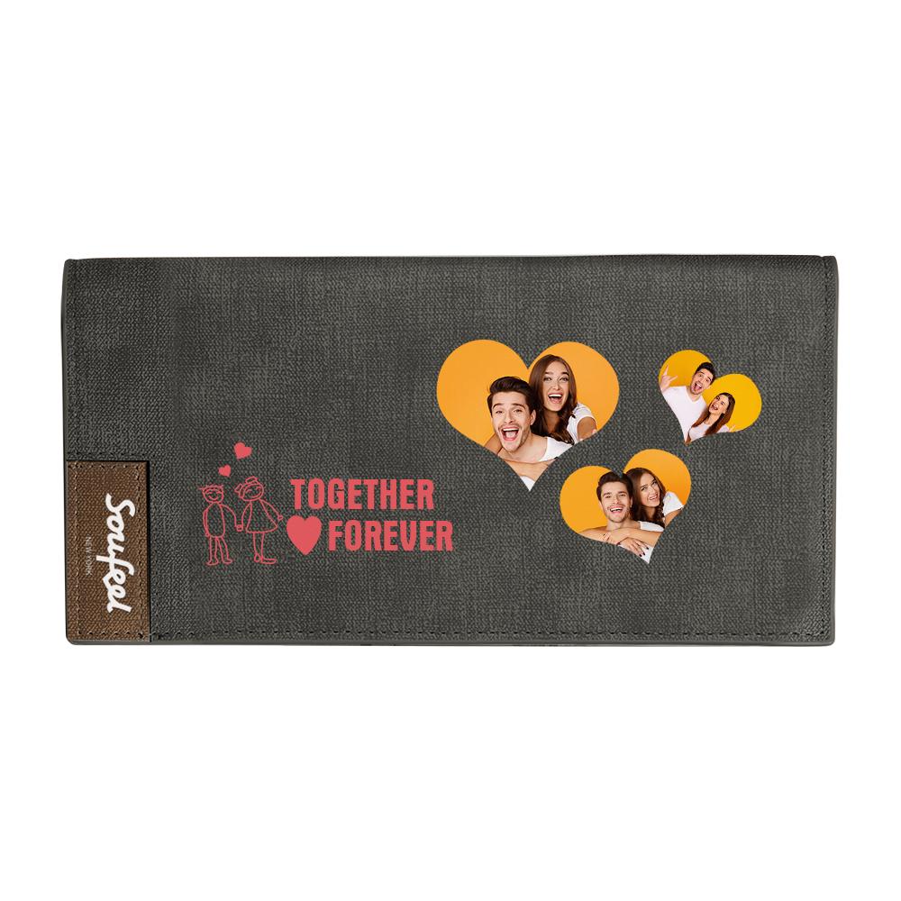 Custom Photo Wallet Long Style Bifold Custom Inscription Engraved Wallet Couple Gift