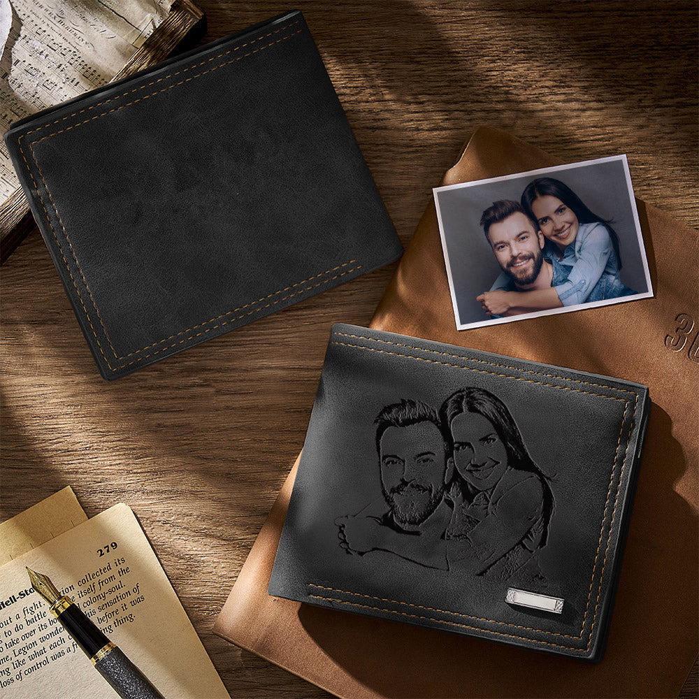 Custom Engraved Photo Wallet Men's Father's Gifts