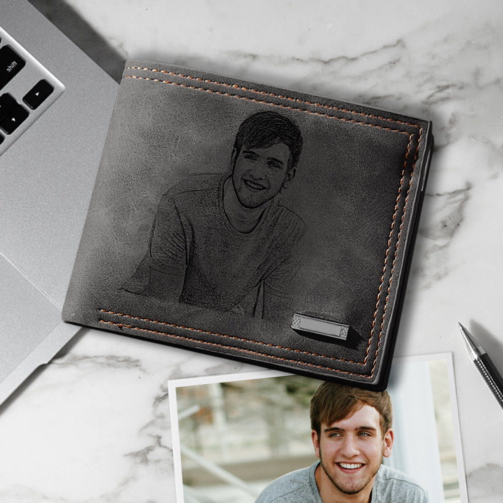 Custom Engraved Photo Wallet Men's Father's Gifts