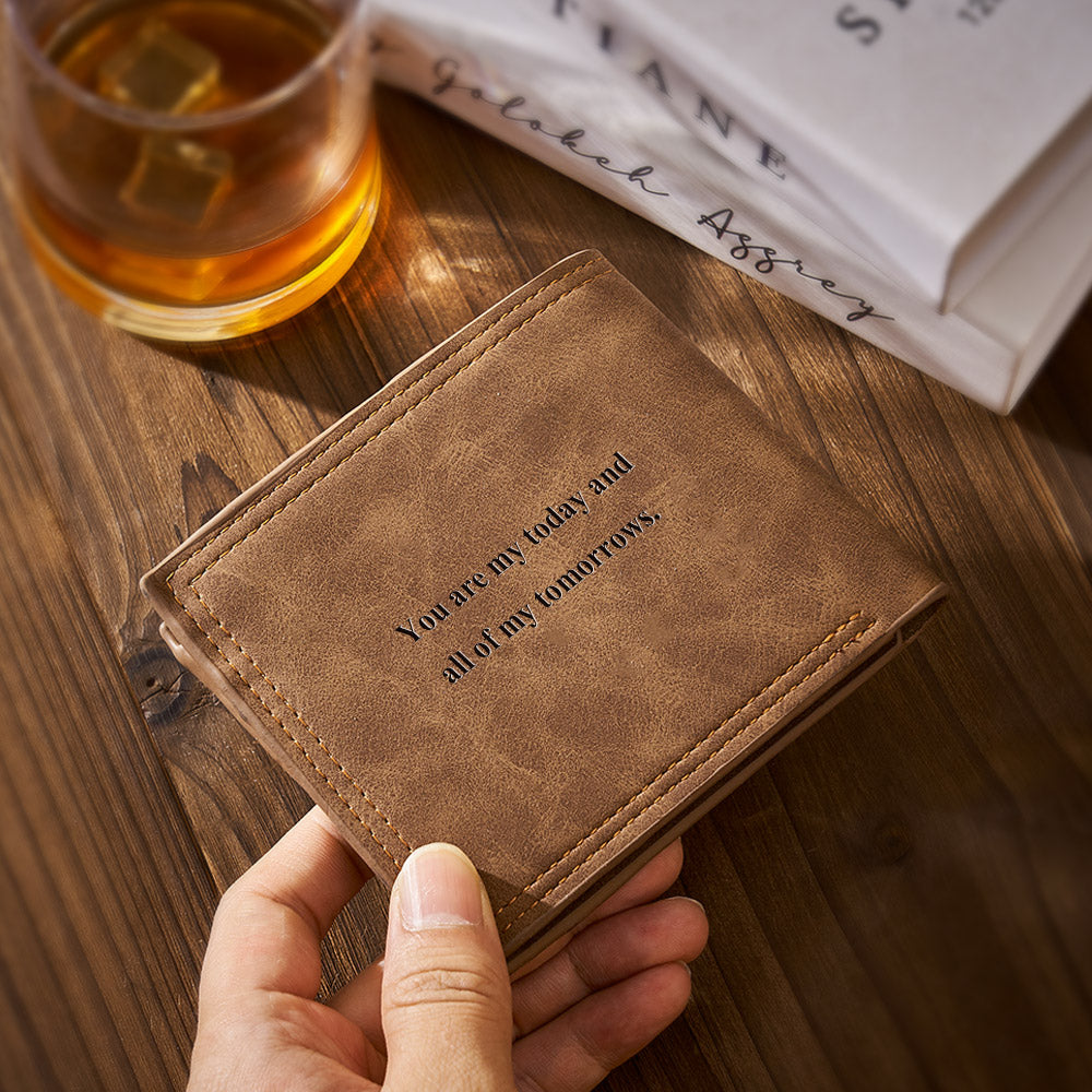 Custom Engraved Photo Wallet Men's Father's Gifts