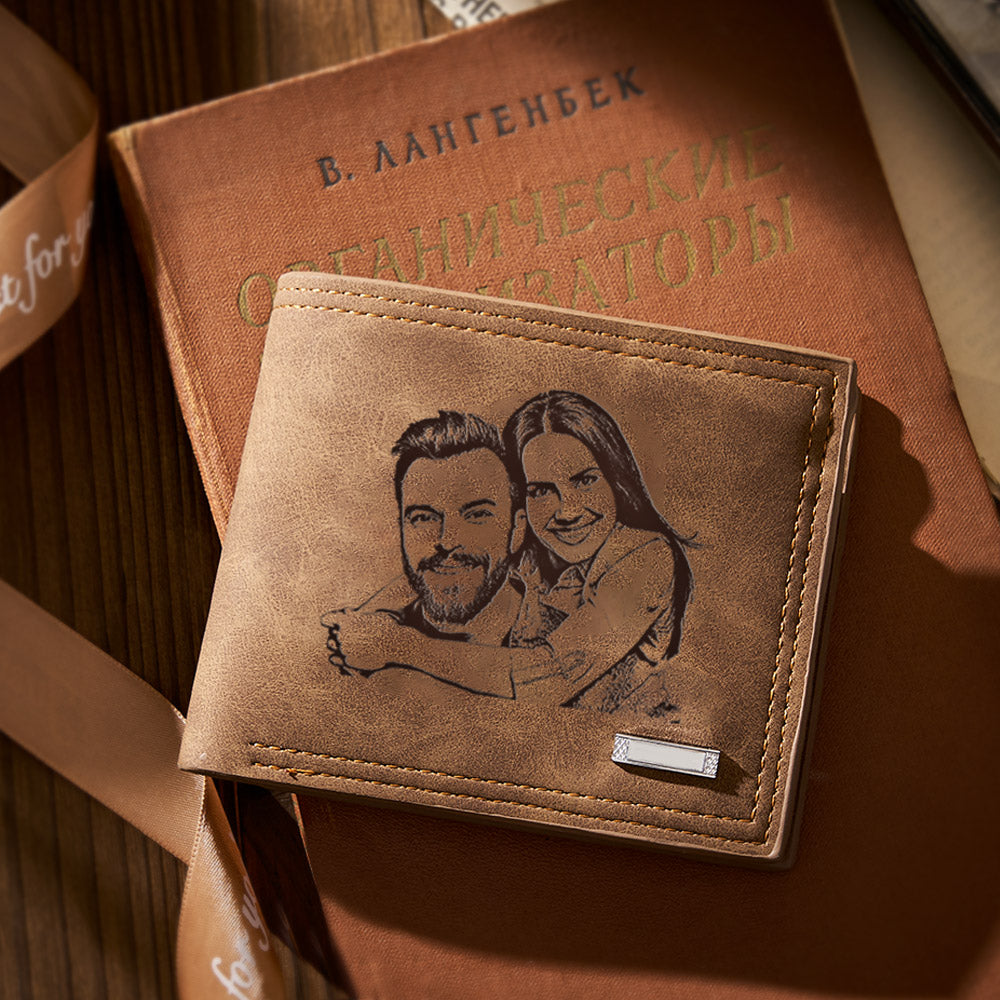 Custom Engraved Photo Wallet Men's Father's Gifts