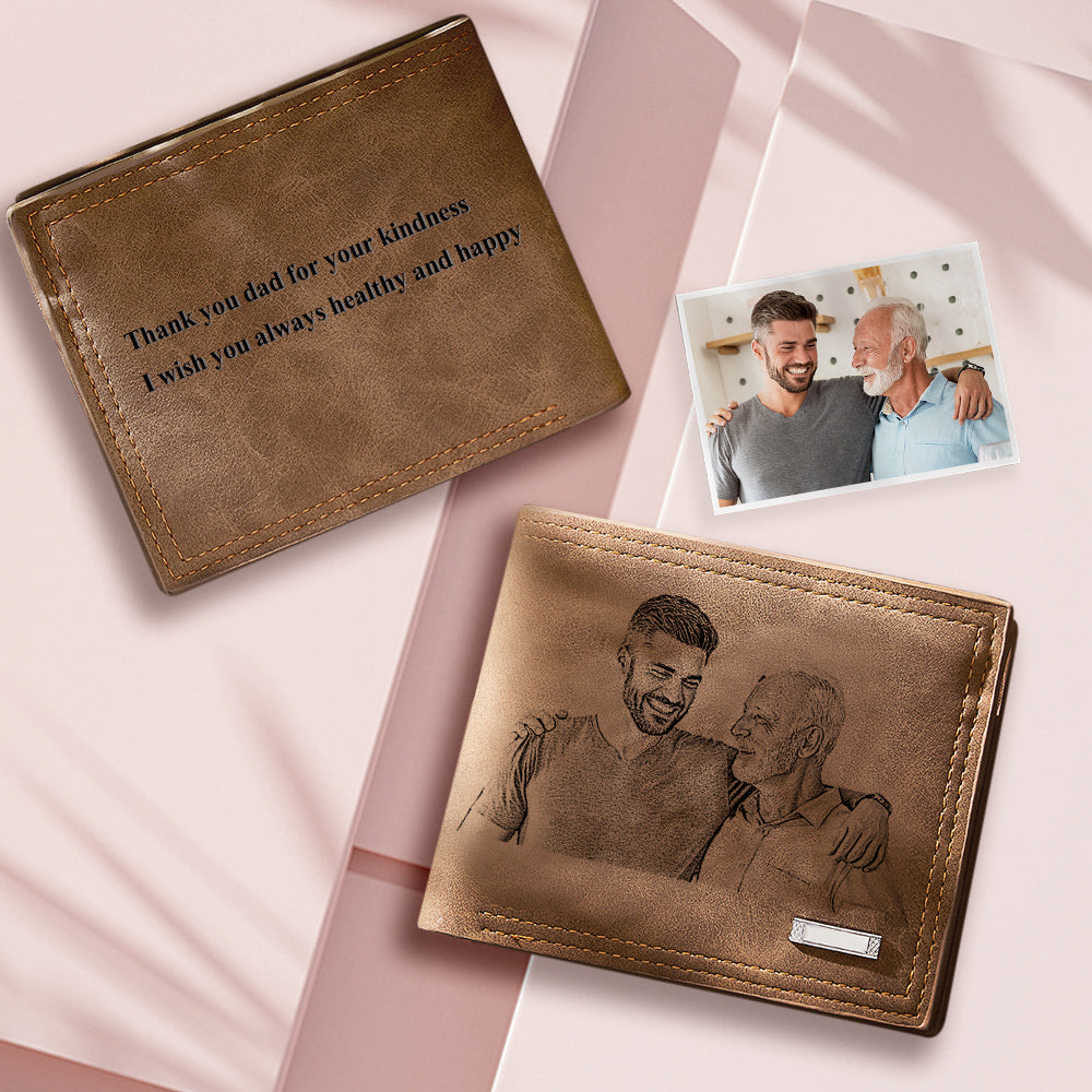 Custom Engraved Photo Wallet Men's Father's Gifts