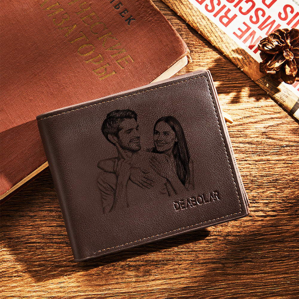 To My Husband Wallet Personalized Photo Wallet Leather Wallet Engraved Wallet - Leather