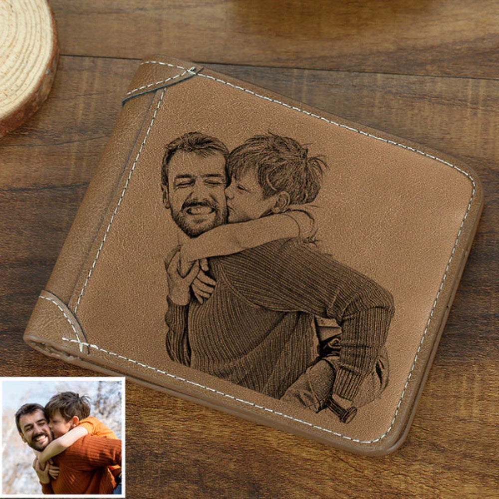 Custom Photo Wallet Men's Bifold GreyWallet for Dad