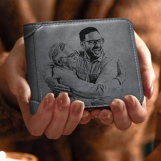 Custom Photo Wallet Men's Bifold GreyWallet for Dad