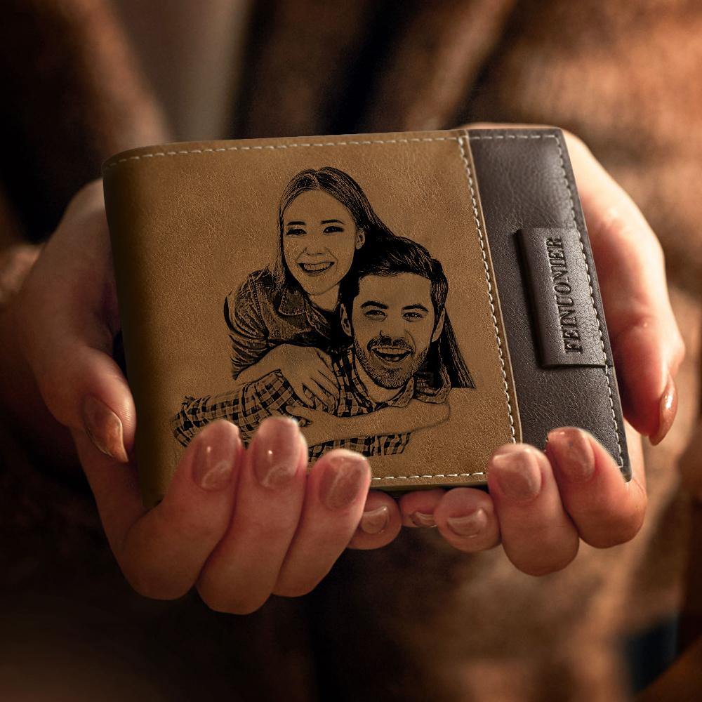 Custom Engraved Photo Wallet Antimagnetic Men's Bifold Wallets