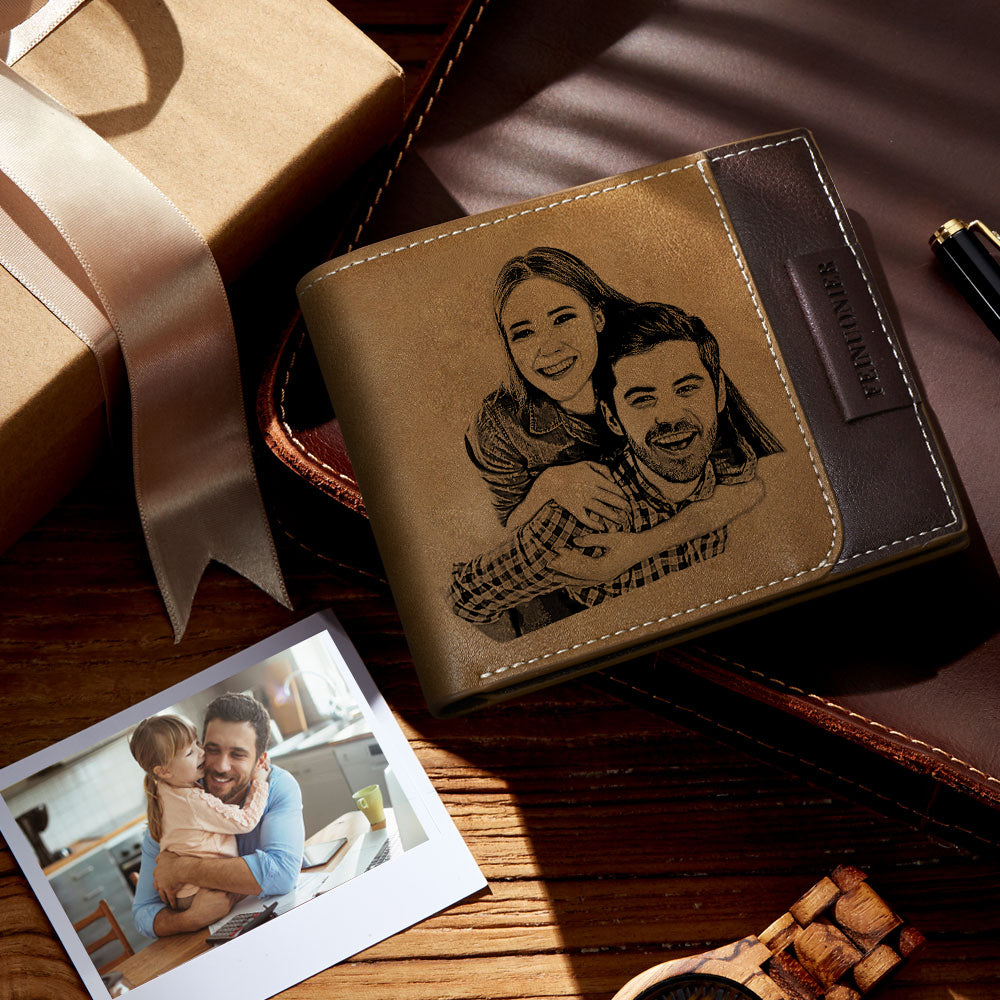 Custom Engraved Photo Wallet Antimagnetic Men's Bifold Wallets