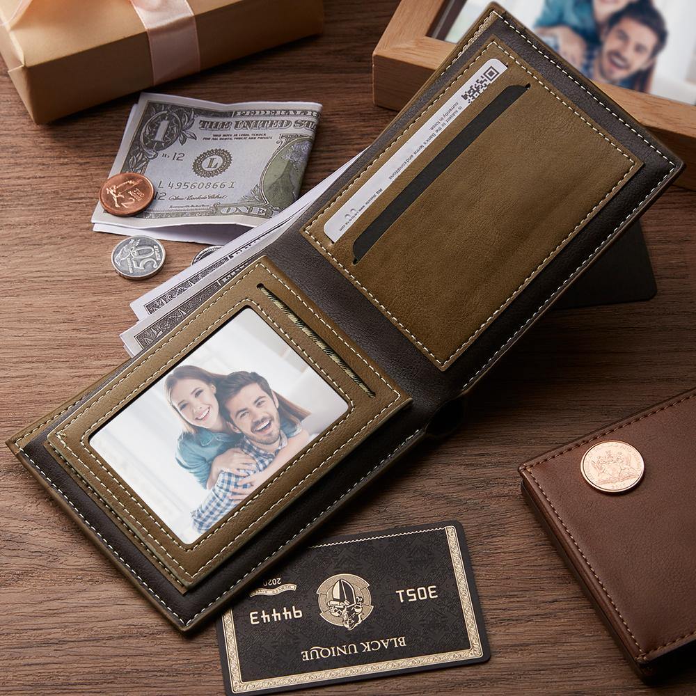 Custom Engraved Photo Wallet Antimagnetic Men's Bifold Wallets