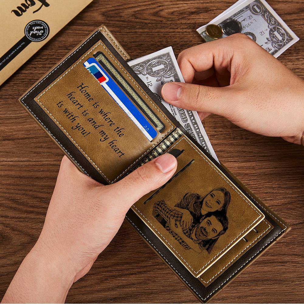 Custom Engraved Photo Wallet Antimagnetic Men's Bifold Wallets