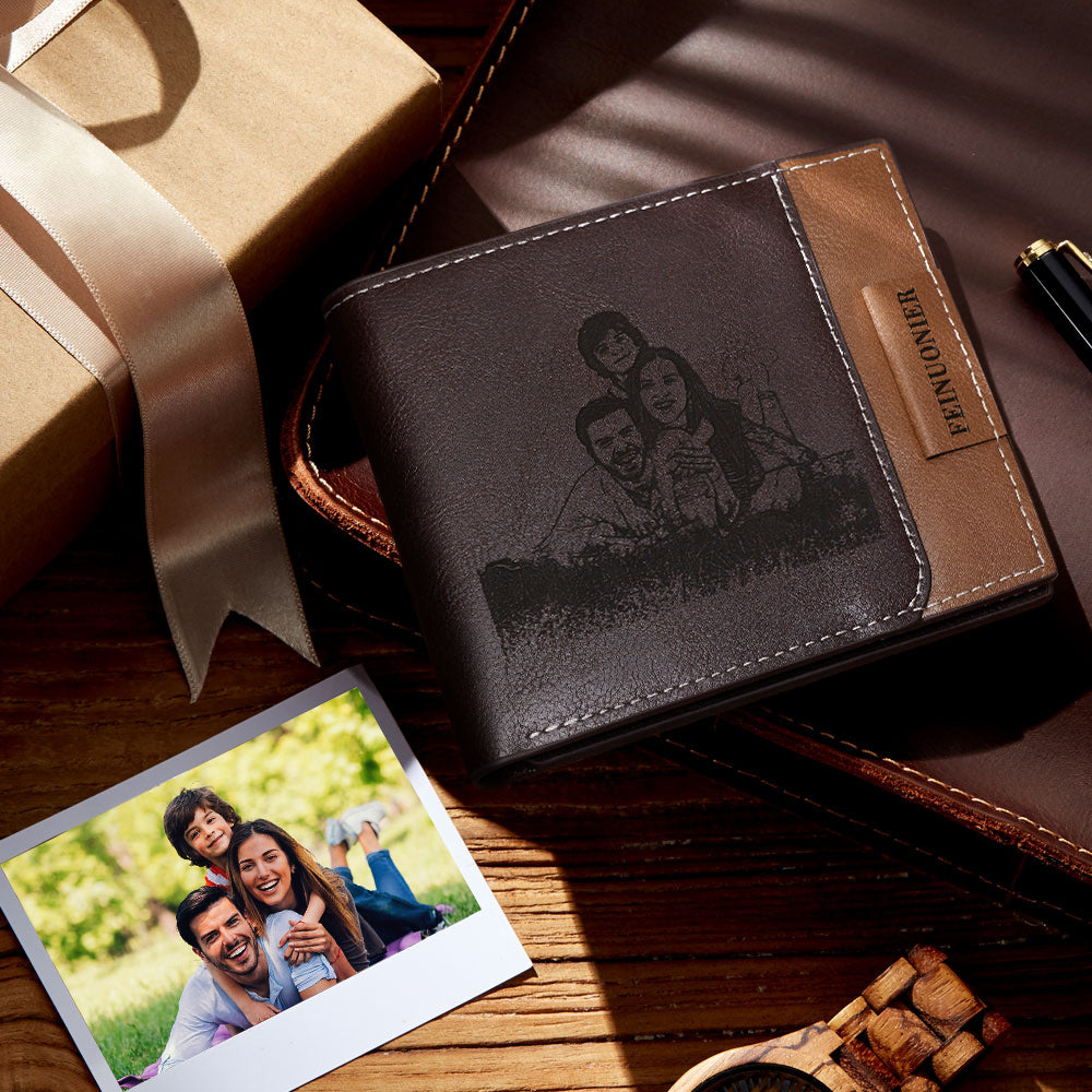 Custom Engraved Photo Wallet Antimagnetic Men's Bifold Wallets