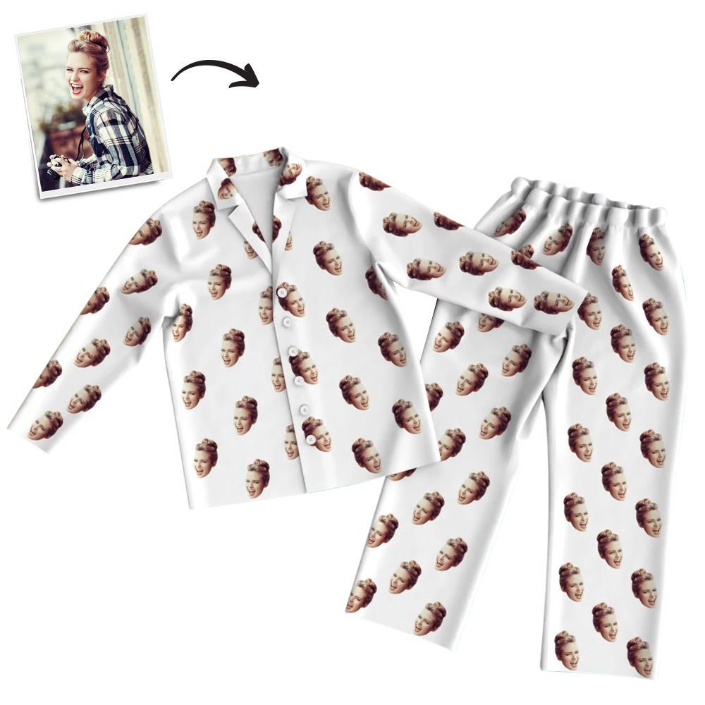 Custom Face Colorful Pajamas Unisex Long Sleeve Pajamas