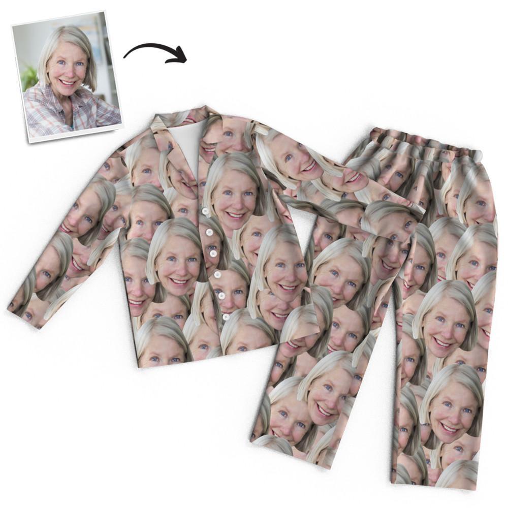 Custom Face Long Sleeve Unisex Pamajas Personalized Nightwear Sleepwear