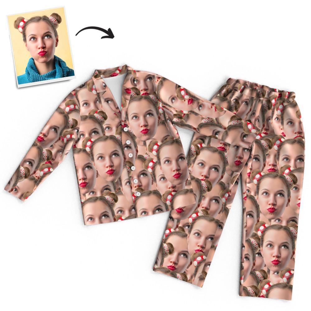 Custom Face Long Sleeve Unisex Pamajas Personalized Nightwear Sleepwear