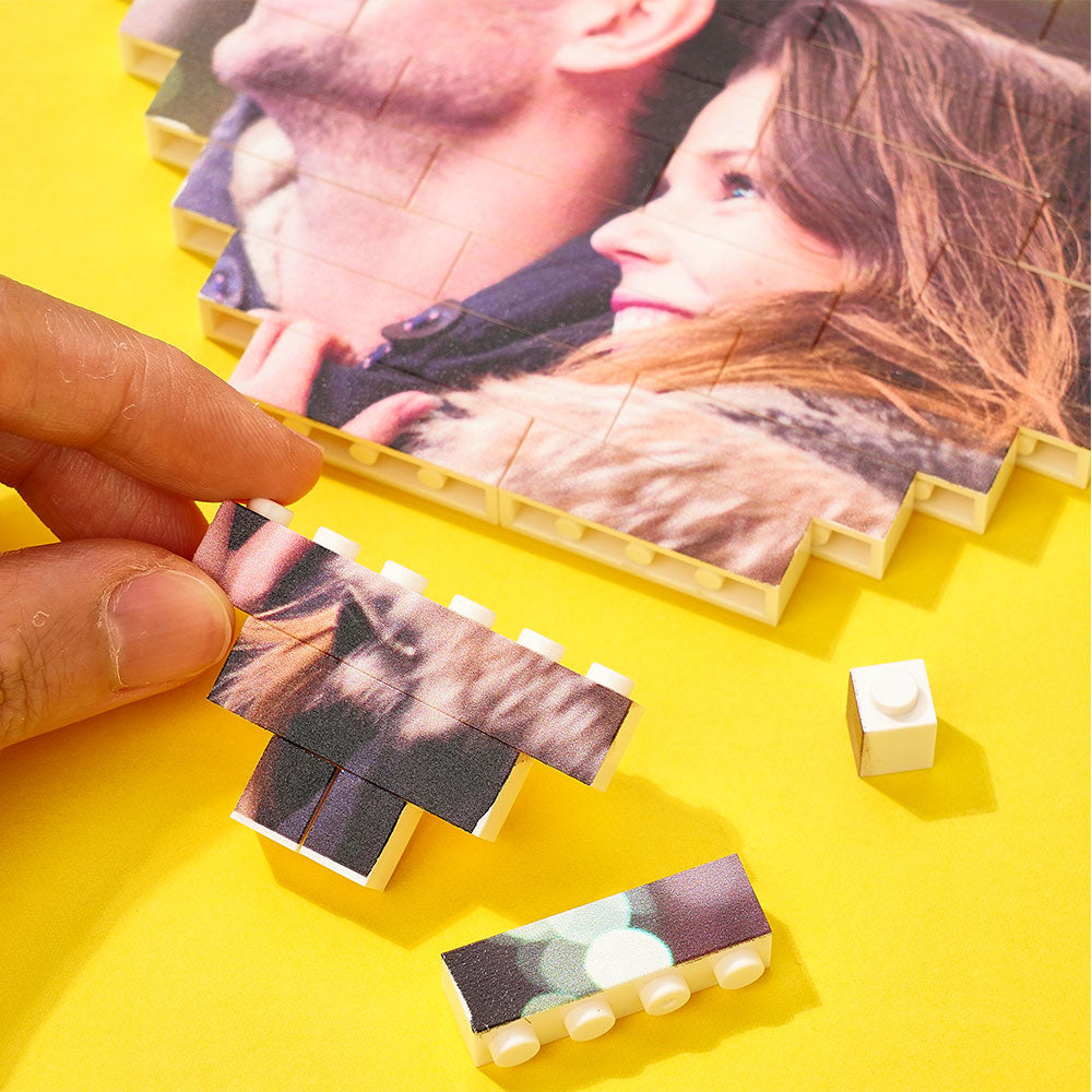 Custom Building Brick Heart Shaped Personalized Photo Block Puzzle