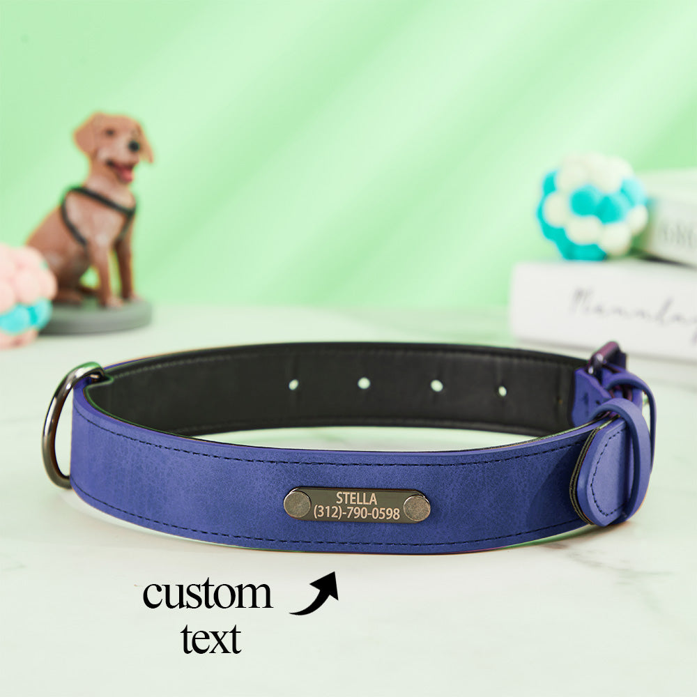 Custom Engraved Leather Dog Collar Personalized Dog Collar Gift for Pet Lover