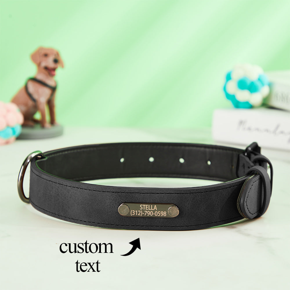 Custom Engraved Leather Dog Collar Personalized Dog Collar Gift for Pet Lover