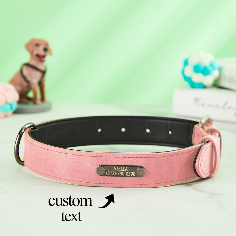 Custom Engraved Leather Dog Collar Personalized Dog Collar Gift for Pet Lover