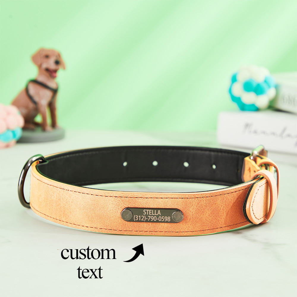 Custom Engraved Leather Dog Collar Personalized Dog Collar Gift for Pet Lover