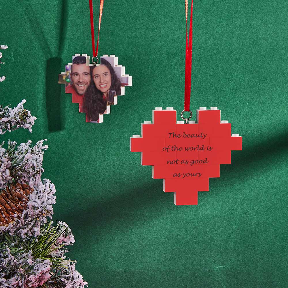 Christmas Ornament Personalized Heart Building Brick Photo Blocks