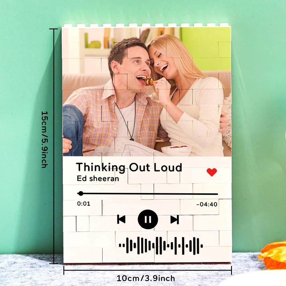 Personalized Building Brick Photo Block with Music Code