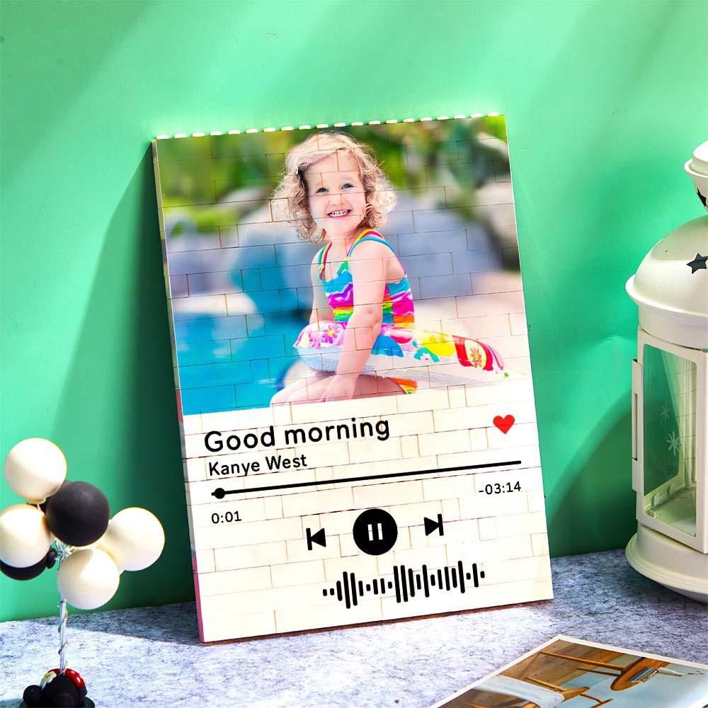 Personalized Building Brick Photo Block with Music Code