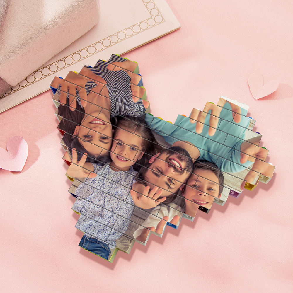 Personalised Heart Shaped Building Brick Custom Photo Block Colors Brick Puzzles Gifts