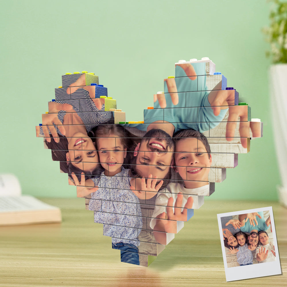 Personalised Heart Shaped Building Brick Custom Photo Block Colors Brick Puzzles Gifts