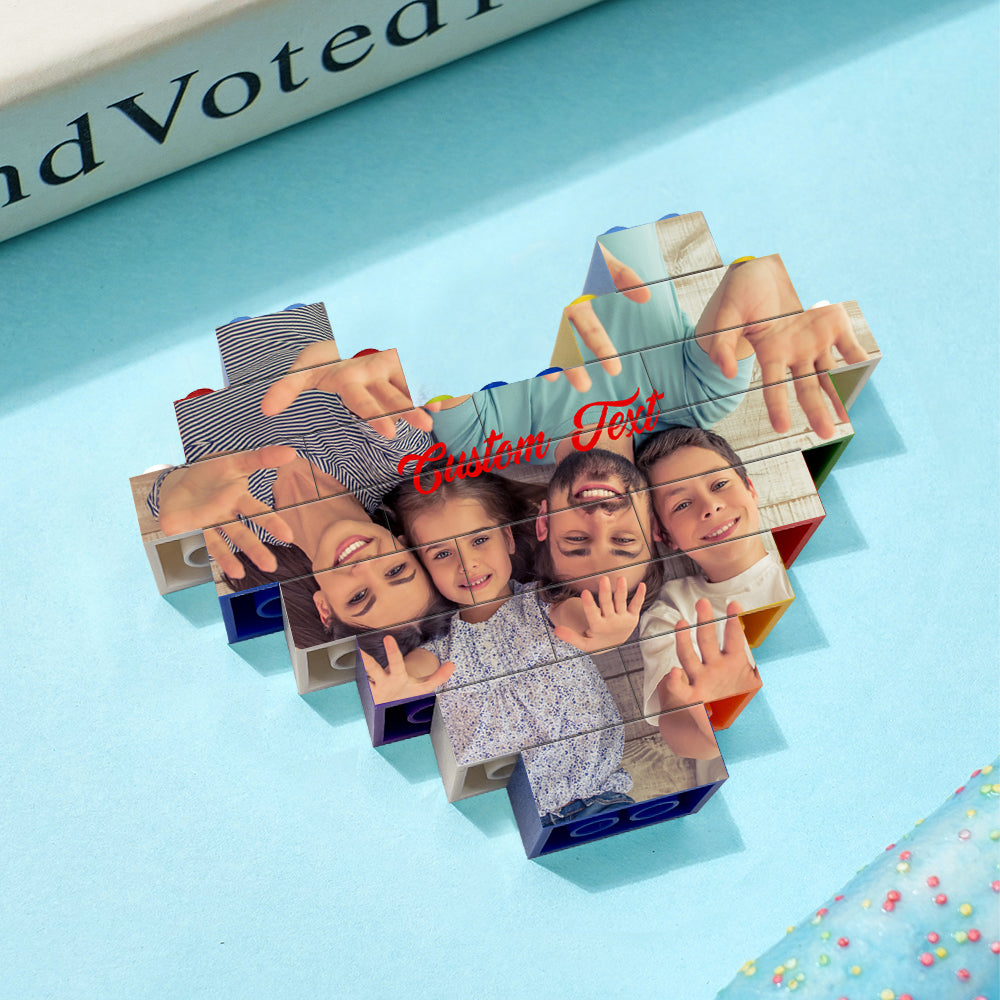 Personalised Heart Shaped Building Brick Custom Photo Block Colors Brick Puzzles Gifts