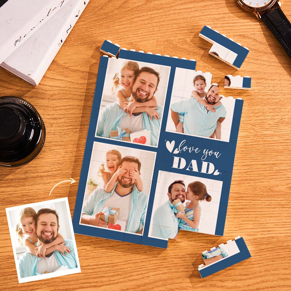 Custom Photo Building Block Puzzle Vertical Building Photo Brick for Father's Day Gift